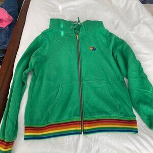 Aviator Nation Green Zip Hoody Size Medium